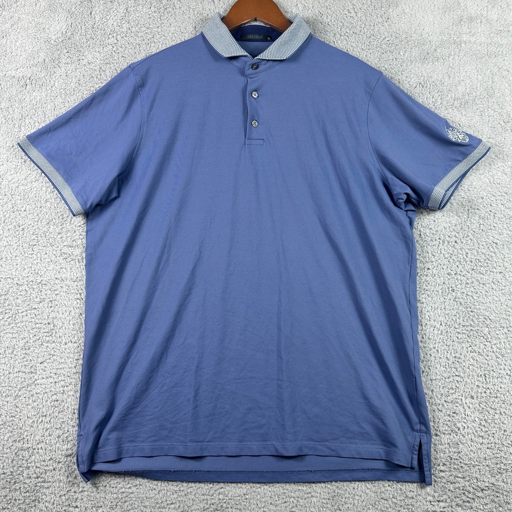 Greyson Golf Polo Shirt Mens XL Blue Stretch Lightweight Pima Short Sleeve